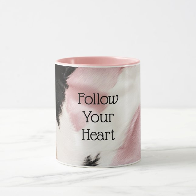 Schwarz Rosa Schwarzes Schwarzes Weiß Tier Tasse (Zentrum)