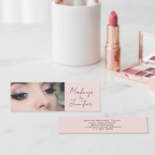 Schwarz-Rosa-Script-Foto Makeup Mini Visitenkarte