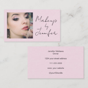 Schwarz-Rosa-Script-Foto Makeup Visitenkarte