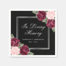 Schwarz Rosa Silver florale Gedenkfeier Beerdigung Serviette