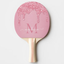 Schwarz Rosa Sparkle Glam Glitzer Tropfen Monogram