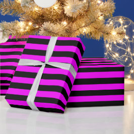Schwarz-Rosa-Streifenmuster Geschenkpapier