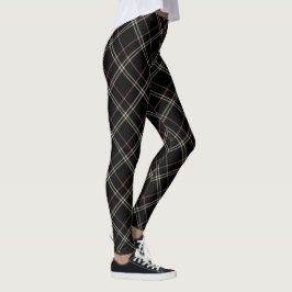 Schwarz Rosa und Beige Elegant Kariert Leggings