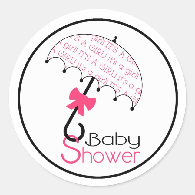 Schwarz-Rosa- und Weißkinderdusche Schirmpfropfen Runder Aufkleber (Vorderseite)