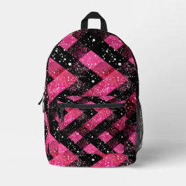 Schwarz-Rosa-Wände mit Glitzer-Look Bedruckter Rucksack
