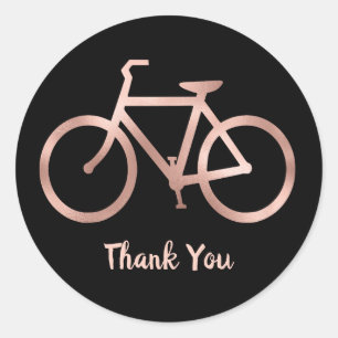 Schwarz-Roségold-Danke-Fahrrad Runder Aufkleber