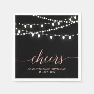 Schwarz & Roségold Elegante Geburtstagsfeier für Serviette