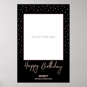Schwarz & Roségold Happy Birthday Foto Rahmen Requ Poster