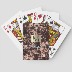 Schwarz/Roségold-Marmor-Goldbox, Name/Monogramm Vs Spielkarten
