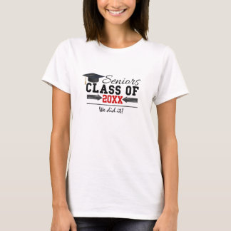 Schwarz-Rot-Abschluss T-Shirt
