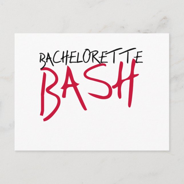 Schwarz/Rot-Bachelorette-Bash Postkarte (Vorderseite)