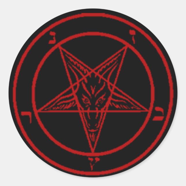 Schwarz/Rot-Baphomet-Aufkleber Runder Aufkleber (Vorderseite)