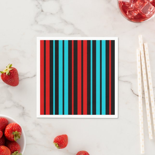 Schwarz Rot Blau Streifen Muster   Serviette (Beispiel)