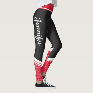 Schwarz-rot-blaue Streifen und Name modern Leggings