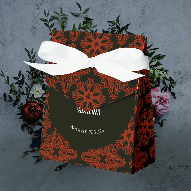 Schwarz-Rot-Blütengotik Dunkle Elegante Hochzeit Geschenkschachtel (Black and Red Floral Gothic Dark Elegant Wedding Favor Box)