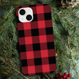 Schwarz-Rot-Buffalo-Muster Karierter Karo Case-Mate iPhone 14 Hülle