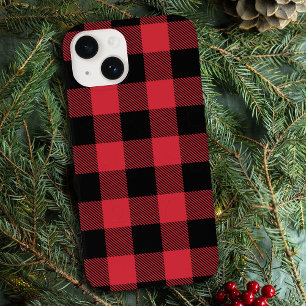 Schwarz-Rot-Buffalo-Muster Karierter Karo Case-Mate iPhone 14 Hülle