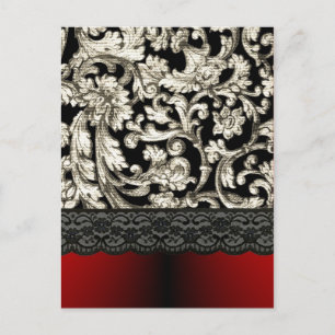 Schwarz-Rot-Damastmuster Postkarte