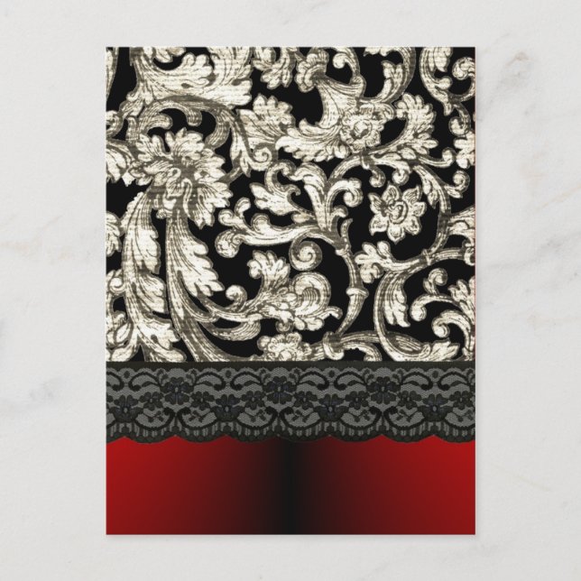 Schwarz-Rot-Damastmuster Postkarte (Vorderseite)