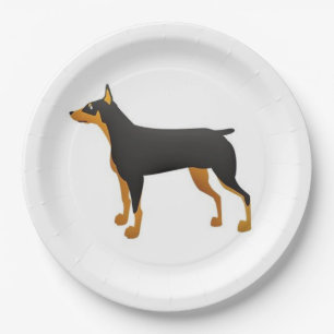 Schwarz-Rot-Dobermann-Neuwürfel Pappteller