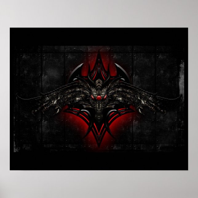Schwarz-Rot-Drachen-Poster Poster (Vorne)