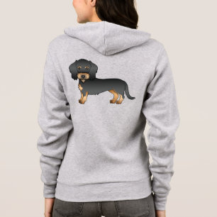 Schwarz-Rot-Drahtiger Dachshund-Cartoon-Hund Hoodie