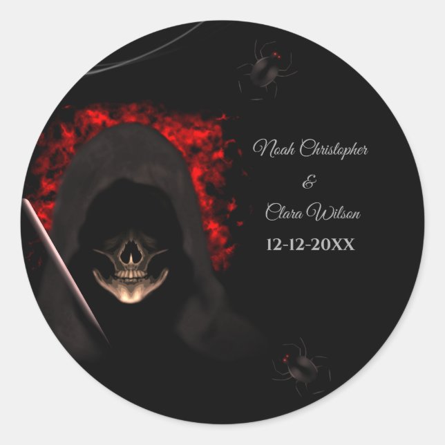 Schwarz-Rot-Dunkelmoody-Skull-Halloween-Spinne Runder Aufkleber (Vorderseite)