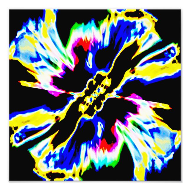Schwarz, Rot, Gelb, Blau-Raum-Blume Fotodruck (Vorne)