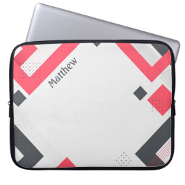 Schwarz-Rot-Geometrische Textur mit Anpassung Laptopschutzhülle