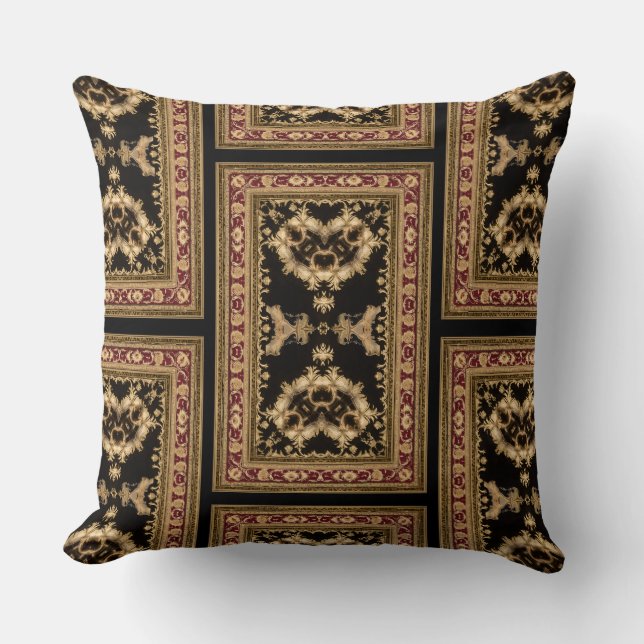 Schwarz-Rot-Gerahmte Medallion Pillow Kissen (Vorderseite)