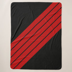 Schwarz Rot Gestreift 70er 80er Retro Rennstreifen Sherpadecke