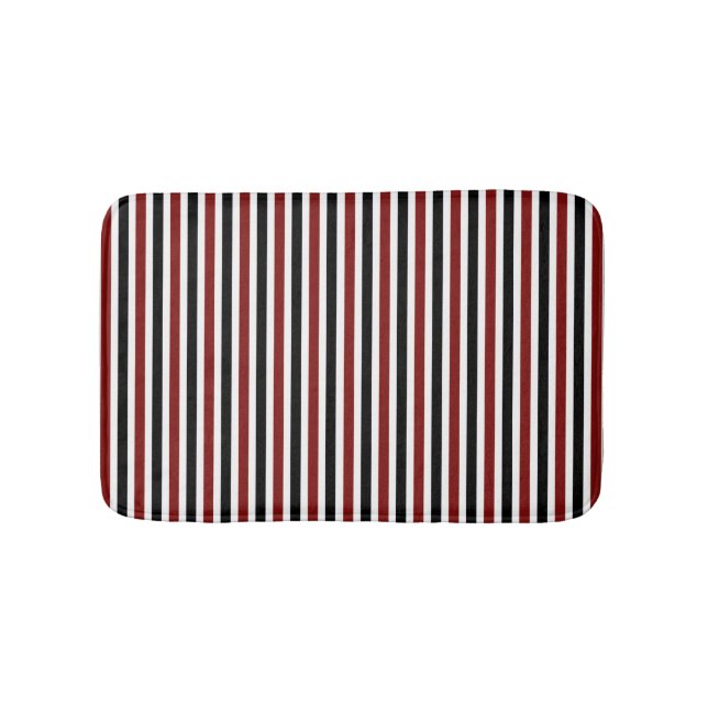 Schwarz-rot gestreiftes Muster, modern Badematte (Vorderseite)