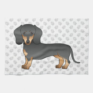 Schwarz-Rot glatthaariger Dachshund Hund & Pfoten Geschirrtuch