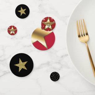 Schwarz Rot Gold Glitzer Sterne Hollywood Party Konfetti