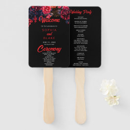 Schwarz-Rot-Gotik-Bläserei-Hochzeitsprogramm Fächer