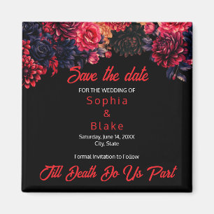 Schwarz-Rot-Gotik Blütendark Save the Date Magnet