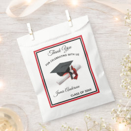 Schwarz-Rot-Graduierung Cap & Tassel | Feier Geschenktütchen