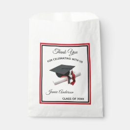 Schwarz-Rot-Graduierung Cap & Tassel | Feier Geschenktütchen
