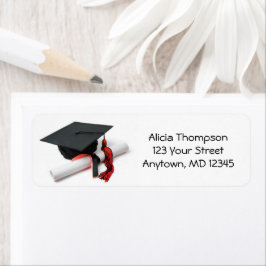 Schwarz-Rot-Graduierung-Cap und Tassel-Adresse