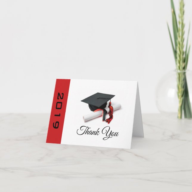 Schwarz-Rot-Graduierungskappe und Tassel Dankeskarte (Vorderseite)