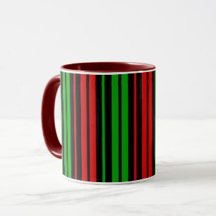 Schwarz Rot Grün Streifen Muster   Tasse