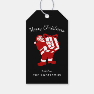 Schwarz & Rot Handgezeichneter Weihnachtsmann mit Geschenkanhänger