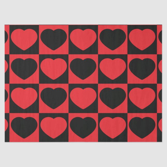Schwarz-Rot-Herz-Papier Seidenpapier (Vorderseite)