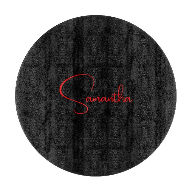 Schwarz Rot Ihr Name Minimalistisch Moderne Kallig Schneidebrett (Vorderseite)