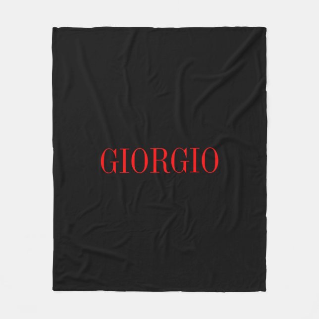 Schwarz Rot Ihr Name Minimalistisch Personal Moder Fleecedecke (Vorderseite)