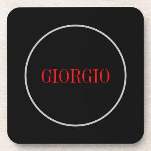 Schwarz Rot Ihr Name Minimalistisch Personal Moder Getränkeuntersetzer