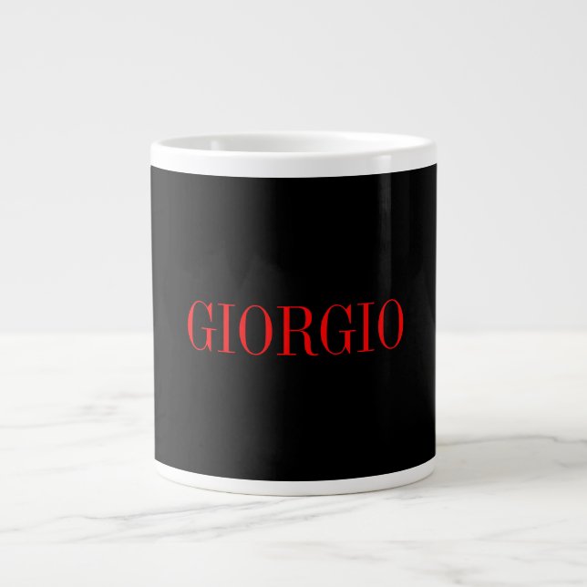 Schwarz Rot Ihr Name Minimalistisch Personal Moder Jumbo-Tasse (Vorderseite)