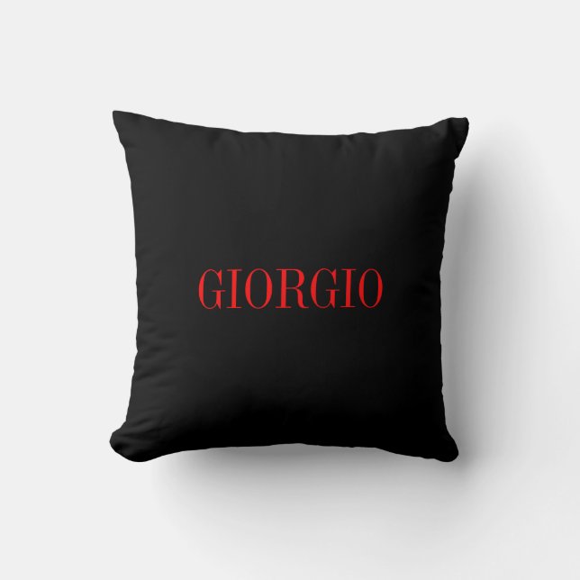 Schwarz Rot Ihr Name Minimalistisch Personal Moder Kissen (Vorderseite)