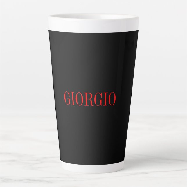 Schwarz Rot Ihr Name Minimalistisch Personal Moder Milchtasse (Vorderseite)