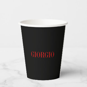 Schwarz Rot Ihr Name Minimalistisch Personal Moder Pappbecher